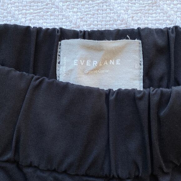 Everlane The Easy Pant Black Cotton Twill Wide Leg Pull-On Pants Size Large - Picture 10 of 11